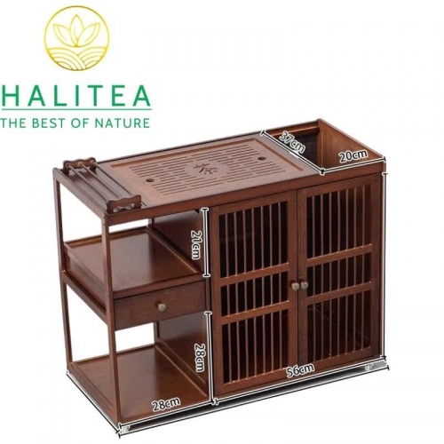 Tủ Pha Trà Di Động Gỗ Óc Chó 88x60x40cm – Bàn Trà Có Bánh Xe Cao Cấp
